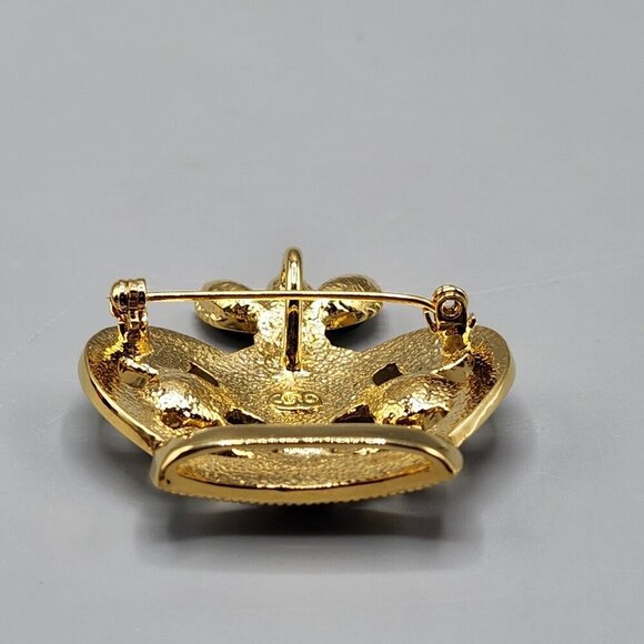 Ciro Crown Pin Brooch Christmas Jewelry Red Green Rhinestones Holiday Royal - Picture 7 of 11